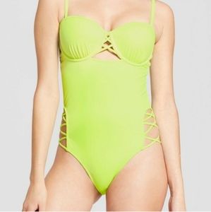 Shade & Shore Neon Yellow One Piece Swimsuit